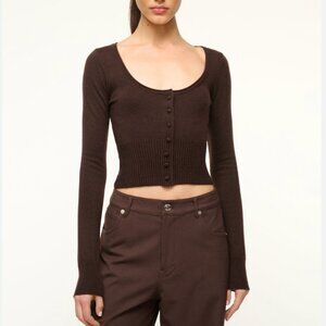 NWT STAUD Sabrina Sweater Small Dark Chocolate Cafe Brown